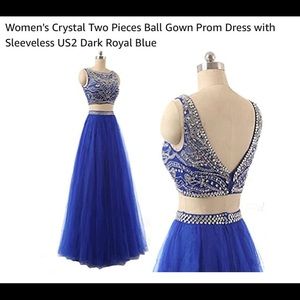 Royal Blue Beaded 2-piece Prom Dress